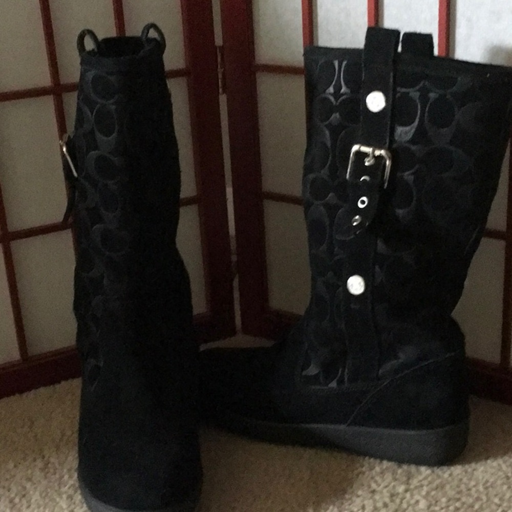 Coach Boots Signature / Black Suede/ size 7